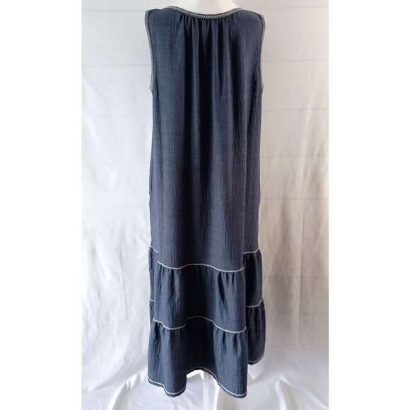 Max Studio Sleeveless Split Maxi Dress Indigo Blue Women’s L NWOT Retail $178 - Picture 9 of 10